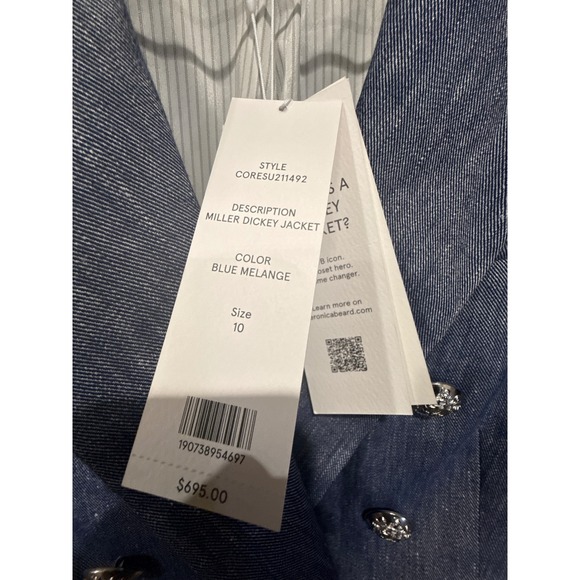 VERONICA BEARD Double Breasted Blue Linen Blend Blazer Size 10 - Picture 10 of 11